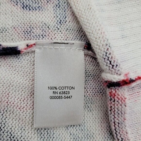 CJ Banks 14 Women's Button Up Floral Sweater X short sleeves Cotton knit EUC - Picture 8 of 9